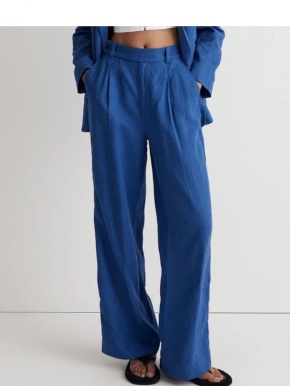 Madewell 100% Linen The Harlow Wide Leg Pants - Bluestone Size 0